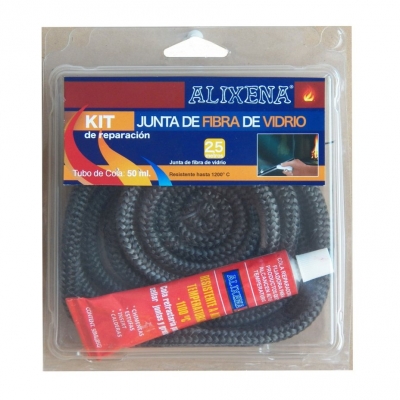 Kit junta fibra de vidro redonda/entranada 12 mm + cola